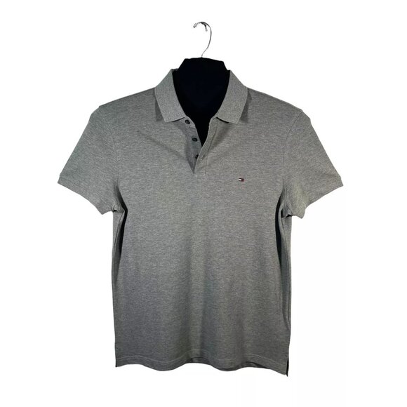 Tommy Hilfiger Men's Polo Shirt Size XL-3XL Heather Gray Slim Fit Stretch Fabric - Picture 2 of 10
